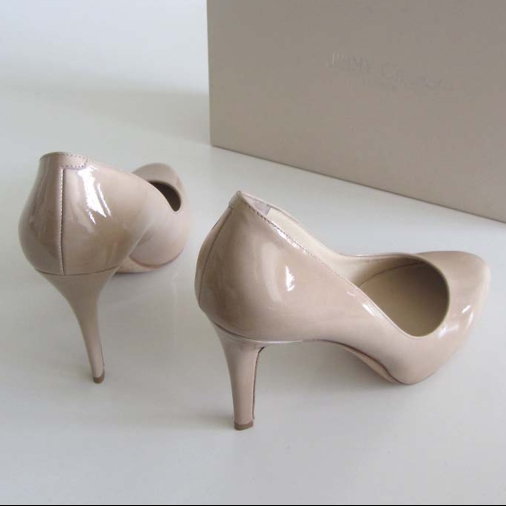 Jimmy Choo Nude Patent Leather Pointed-Toe Pumps - Picture 8 of 8